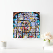 英国グリニッジのステンドグラス教会の窓 スクエア壁時計 (ホーム)