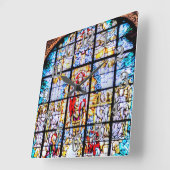 英国グリニッジのステンドグラス教会の窓 スクエア壁時計 (傾斜)