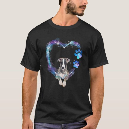 英国グレイハウンド犬のハート Tシャツ (正面)