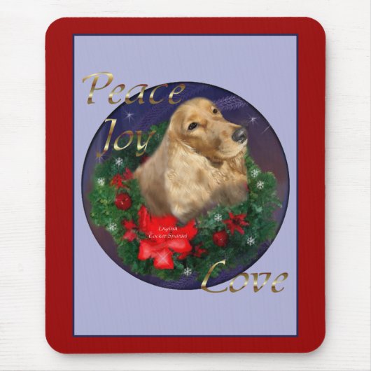 英国コッカースパニエル犬クリスマスプレゼント マウスパッド (正面)