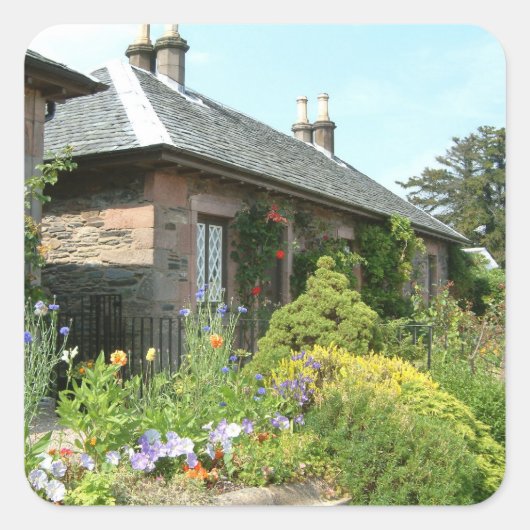 英国コテージII花園写真 スクエアシール (正面)