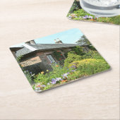 英国コテージII花園写真 スクエアペーパーコースター (アングル)