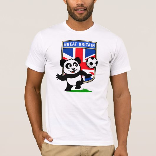 英国サッカーパンダ(軽いシャツ) Tシャツ (正面)