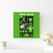 英国サッカー スクエア壁時計 (ホーム)