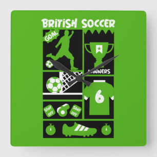 英国サッカー スクエア壁時計