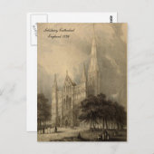 英国シリーズの大聖堂：ソールズベリー1836 ポストカード (正面/裏面)