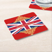 英国ジャック国旗結婚国 スクエアペーパーコースター (アングル)