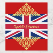 英国ジャック国旗結婚国 ワインラベル (シングルラベル)