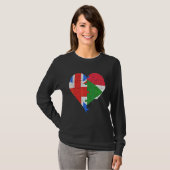 英国スーダン国旗のハート Tシャツ (正面フル)