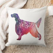 英国セッター犬の幾何学的シルエット – ピンク クッション (ブランケット)