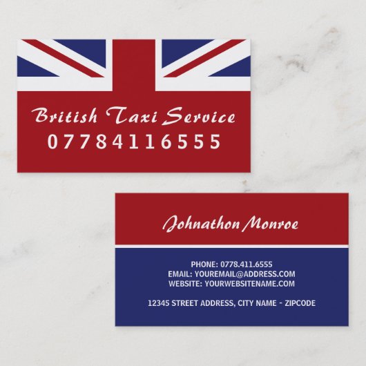 英国タクシー国旗 名刺 (正面/裏面)