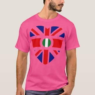 英国ナイジェリア多国籍愛国国旗のハート Tシャツ