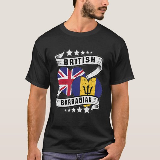 英国バルバドス国旗ハーフ英国ハーフバルバドス Tシャツ (正面)