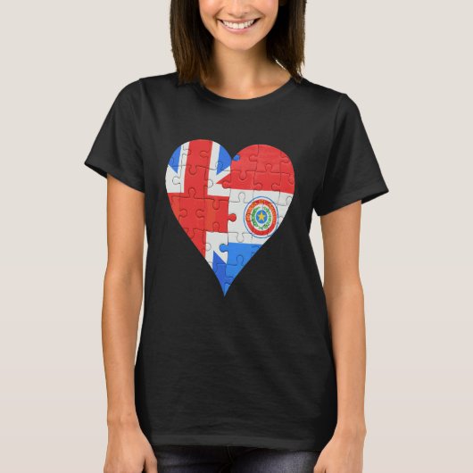 英国パラグアイ国旗のハート Tシャツ (正面)