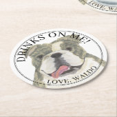 英国パーソナライズされたブルドッグ結婚ズ ラウンドペーパーコースター (アングル)