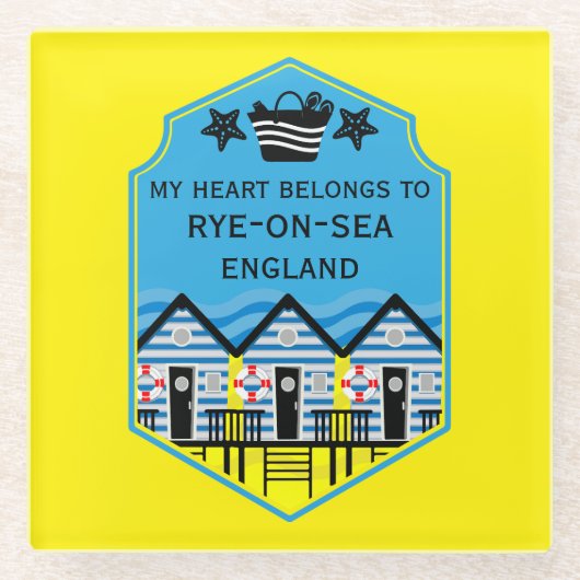 英国ビーチハットギフトと装飾 ガラスコースター (正面)