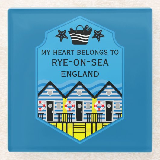 英国ビーチハットギフトと装飾 ガラスコースター (正面)