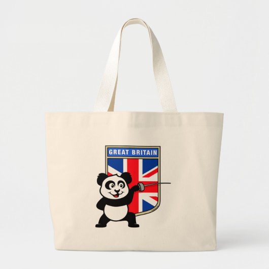 英国フェンシングパンダ ラージトートバッグ (正面)