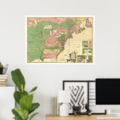 英国フランスのアメリカの地図1755 ポスター (ホームオフィス)