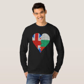 英国ブルガリア国旗のハート Tシャツ (正面フル)