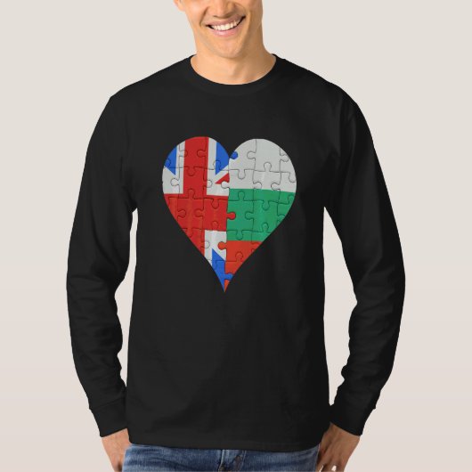 英国ブルガリア国旗のハート Tシャツ (正面)