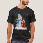 英国ブルドおもしろいッグクリスマス雪だるまクリスマス Tシャツ (正面)
