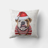 英国ブルドッグおもしろいウォーターカラークリスマス クッション (裏面)