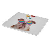 英国ブルドッグとハートバレンタインデー カッティングボード (角)