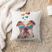 英国ブルドッグとハートバレンタインデー クッション (ブランケット)