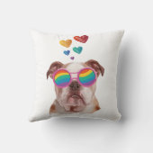 英国ブルドッグとハートバレンタインデー クッション (裏面)