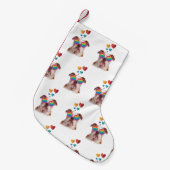 英国ブルドッグとハートバレンタインデー スモールクリスマスストッキング (正面 (吊り時))