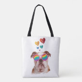 英国ブルドッグとハートバレンタインデー トートバッグ (裏面)