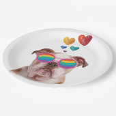 英国ブルドッグとハートバレンタインデー ペーパープレート (アングル)