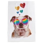 英国ブルドッグとハートバレンタインデー ミディアムペーパーバッグ (裏面)