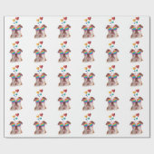 英国ブルドッグとハートバレンタインデー ラッピングペーパー (フラット)