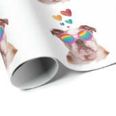 英国ブルドッグとハートバレンタインデー ラッピングペーパー (ロールコーナー)