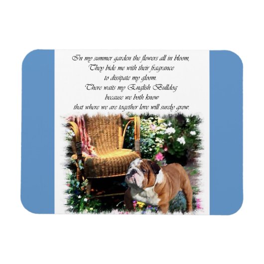 英国ブルドッグアートサマーガーデン マグネット (横)