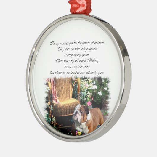 英国ブルドッグアートサマーガーデン メタルオーナメント (左)