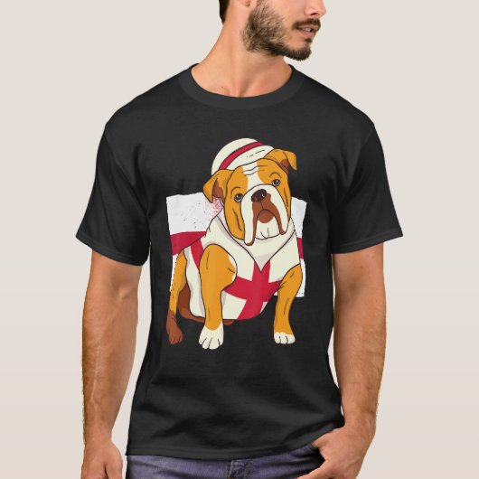 英国ブルドッグイングランド国旗Mensイギリス国旗Spo Tシャツ (正面)