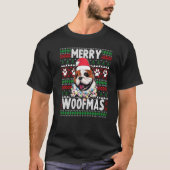英国ブルドッグクリスマスライトドッグクリスマスパジャマ Tシャツ (正面)