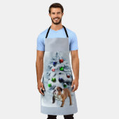 英国ブルドッグクリスマス エプロン (着用した状態)