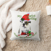 英国ブルドッグクリスマス クッション (ブランケット)