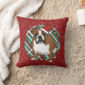 英国ブルドッグクリスマス クッション (ブランケット)