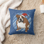 英国ブルドッグクリスマス クッション (ブランケット)