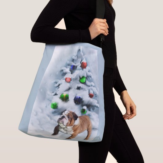 英国ブルドッグクリスマス クロスボディバッグ (クローズアップ)