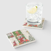 英国ブルドッグクリスマス ストーンコースター (横)