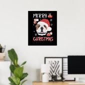 英国ブルドッグクリスマス ポスター (ホームオフィス)