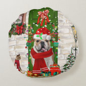 英国ブルドッグクリスマス ラウンドクッション (裏面)