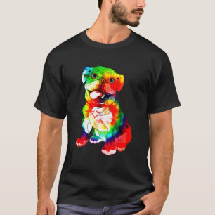 英国ブルドッグサイケデリックアートヒッピー犬ママ Tシャツ