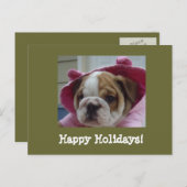英国ブルドッグハッピーホリデーズポストカード シーズンポストカード (正面/裏面)